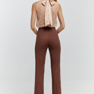 Brown Slit Hem Regular-Fit Trousers