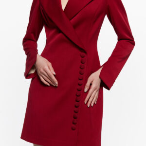 Stunning Double-Breasted Blazer Dress Red