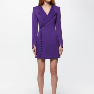 Stunning Double-Breasted Blazer Dress Purple