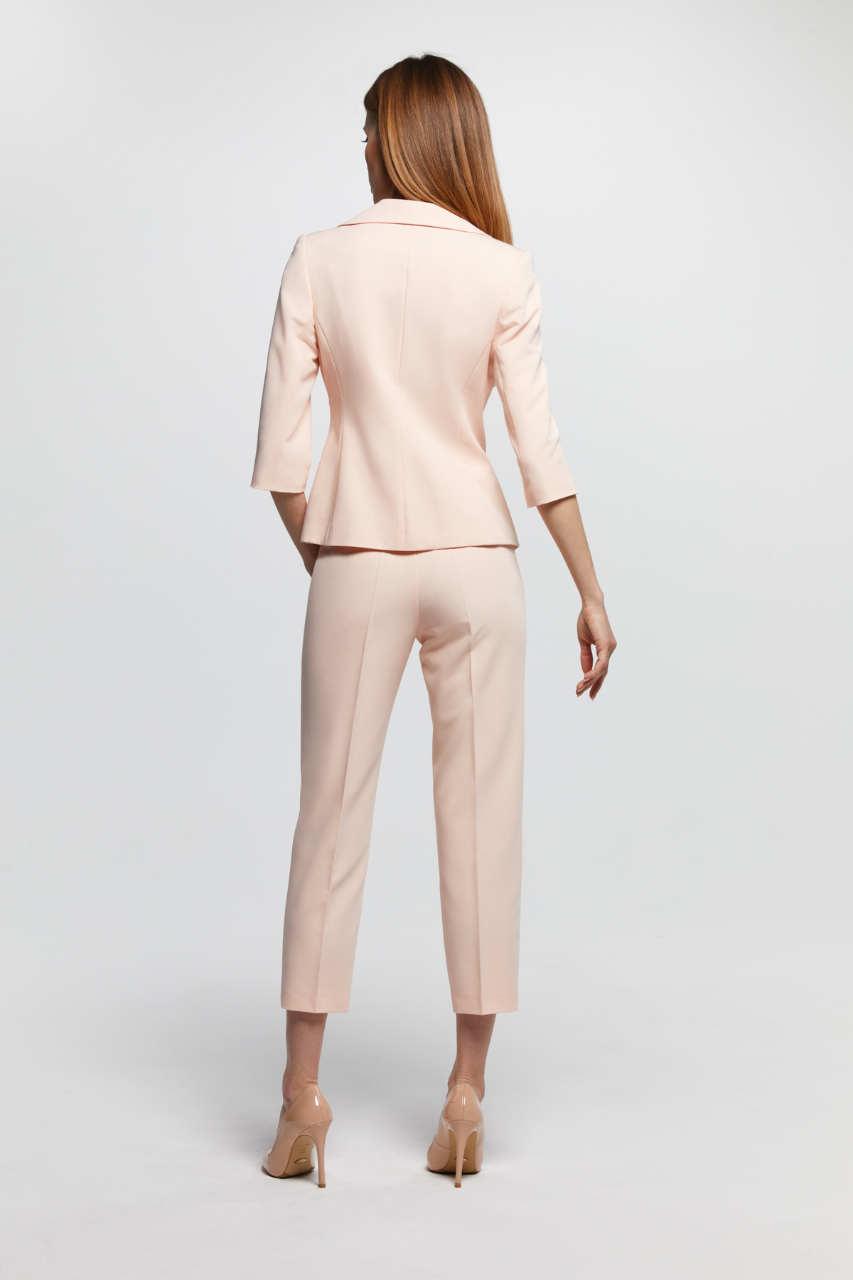 Notched Collar Ruffle Blazer Light Peach | L.O.S Collection