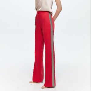 Vintage Side Stripe Faux-Leather Trousers Crimson