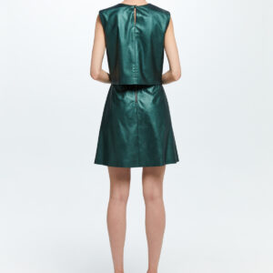 A-Line Faux-Leather Skirt Green