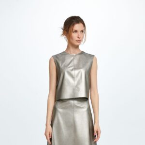 Faux-Leather Top Silver-Olive