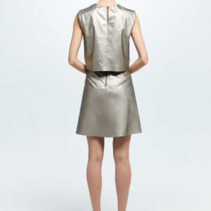 A-Line Faux-Leather Skirt  Silver-Olive