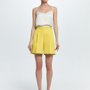 Pleated Shorts With Pockets Yellow