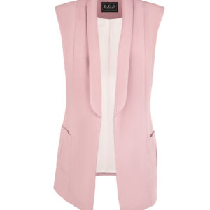 Open Front Sleeveless Blazer Pink Blush