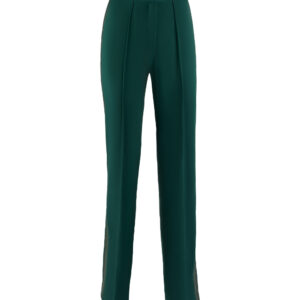 Vintage Side Stripe Faux-Leather Trousers Green