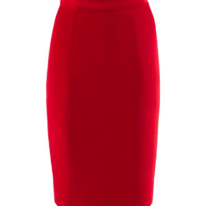 Virgin Wool Pencil Skirt Crimson