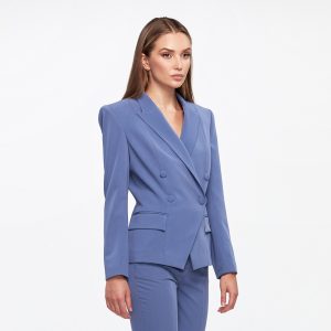 Blue Double-Breasted Blazer