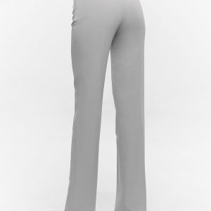 Gray straight-leg trousers