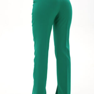 Green Seamed Split-Hem Trousers